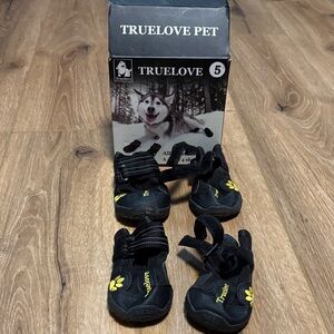 Black Dog Shoes with Yellow Paw Print